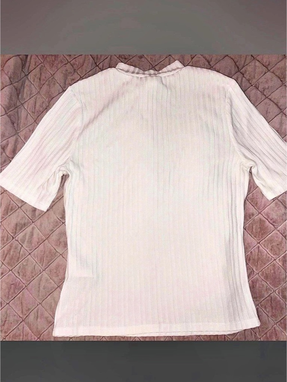 H&Medium Ribbed Mock Turtleneck Top White Size small